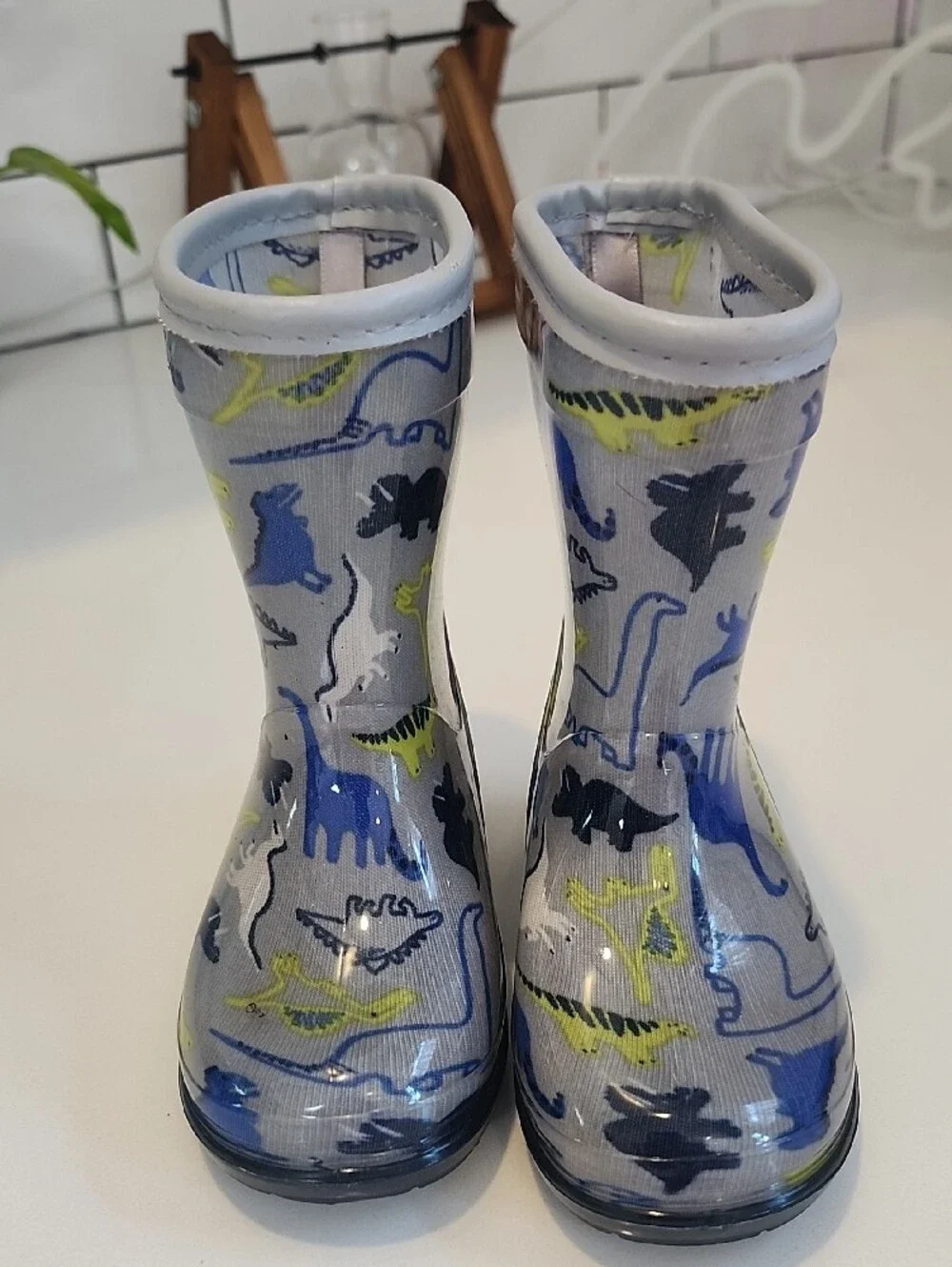 Carter's Kids Dinosaur Rain Boots - Gray, Blue & Yellow